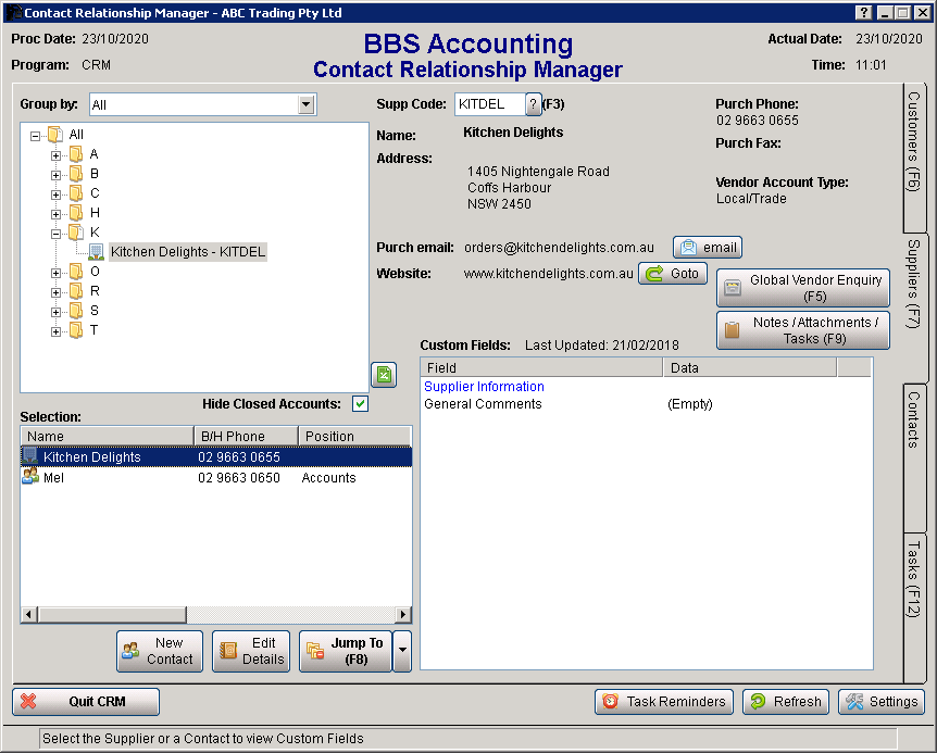 Contact Relationship Manager Screen