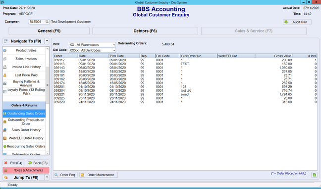 Example Global Customer Enquiry - Maximized