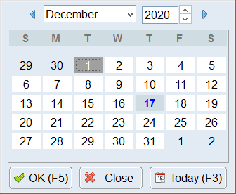 Pop up Calendar