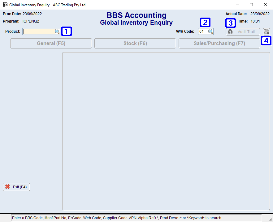 Global Inventory Enquiry Screen