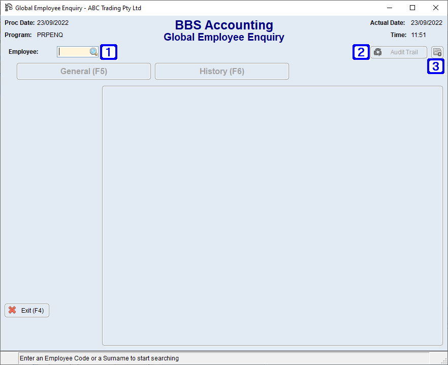 Global Employee Enquiry Screen