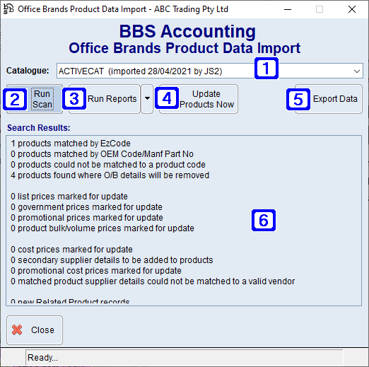 Office Brands Product Data Import Screen