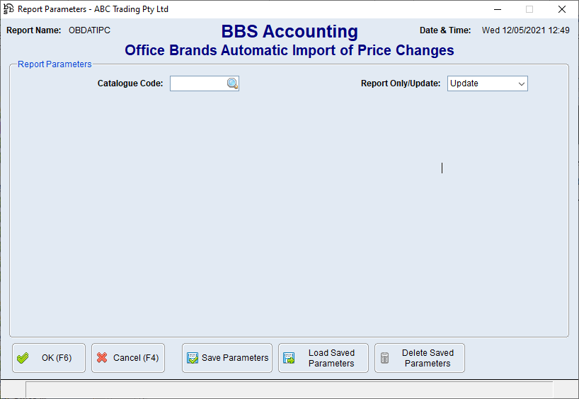 Office Brands Automatic Import of Price Changes Screen