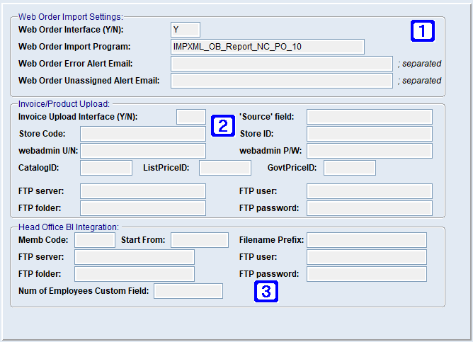 System Parameter Maintenance - Office Brands Integration Screen