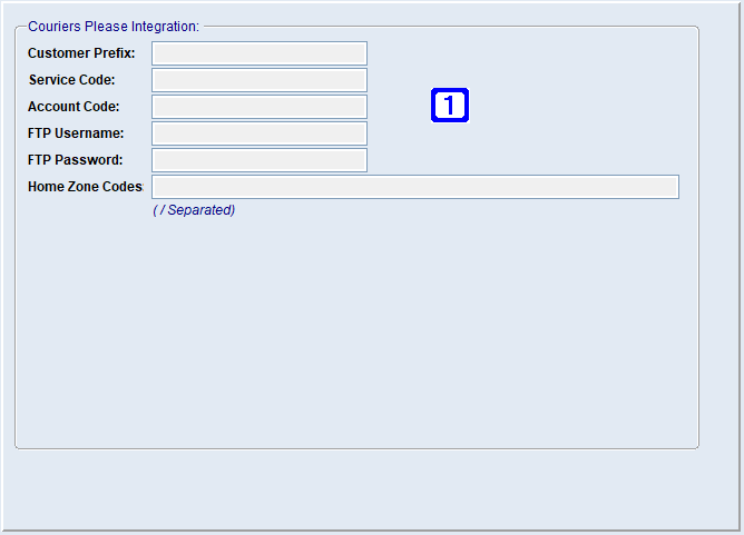 System Parameter Maintenance - Couriers Please Integration Screen