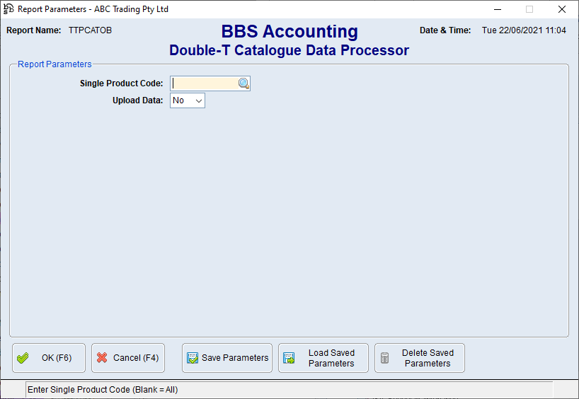 Double-T Catalogue Data Processor Screen