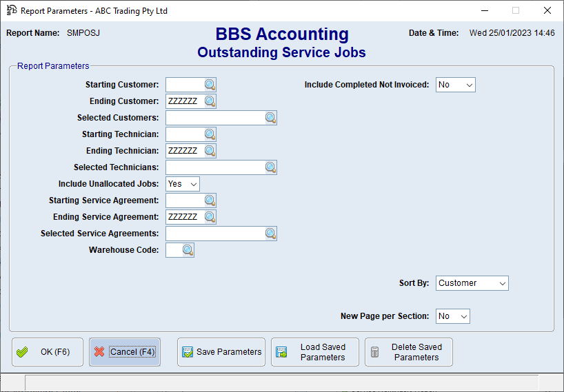 Outstanding Service Jobs Screen
