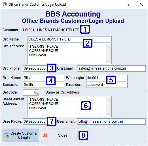 Office Brands Customer/Login Upload Screen