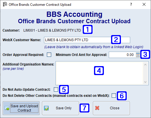 Office Brands Customer Contract Upload Screen