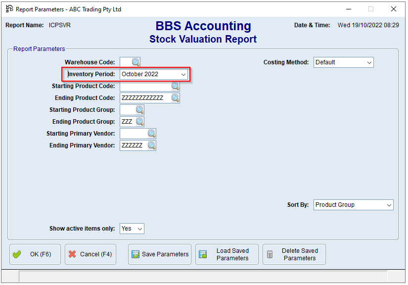 Stock Valuation Report Screen