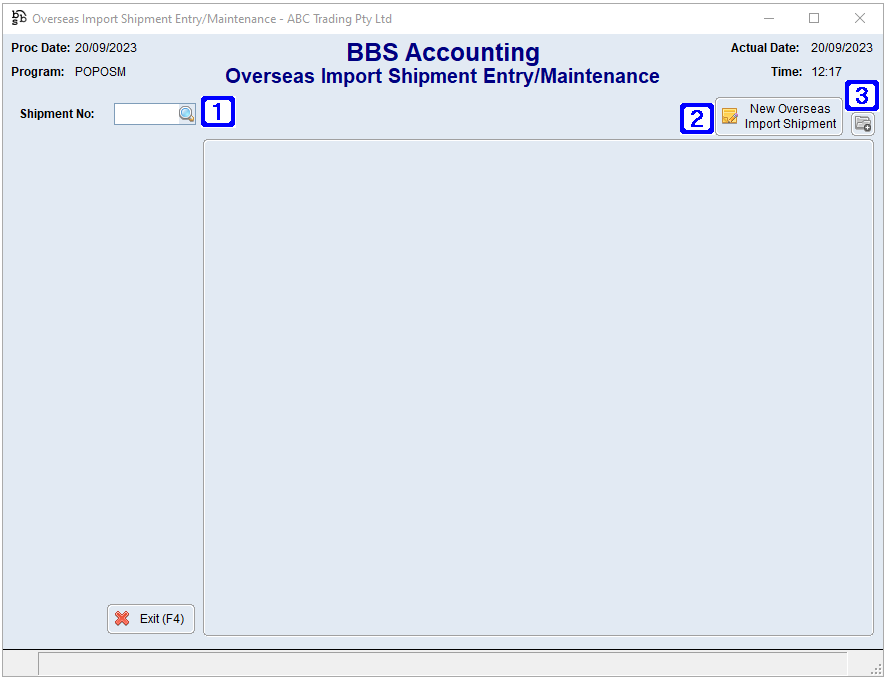 Overseas Import Shipment Entry/Maintenance Screen