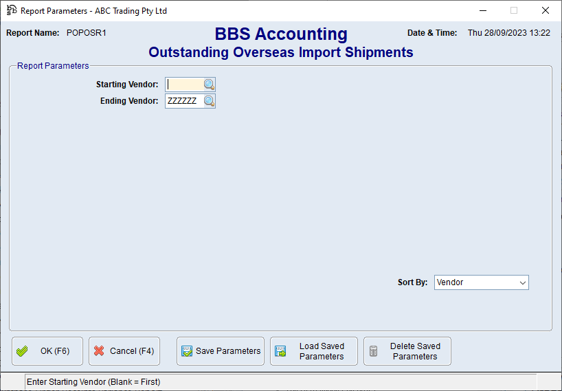 Outstanding Overseas Import Shipments Screen