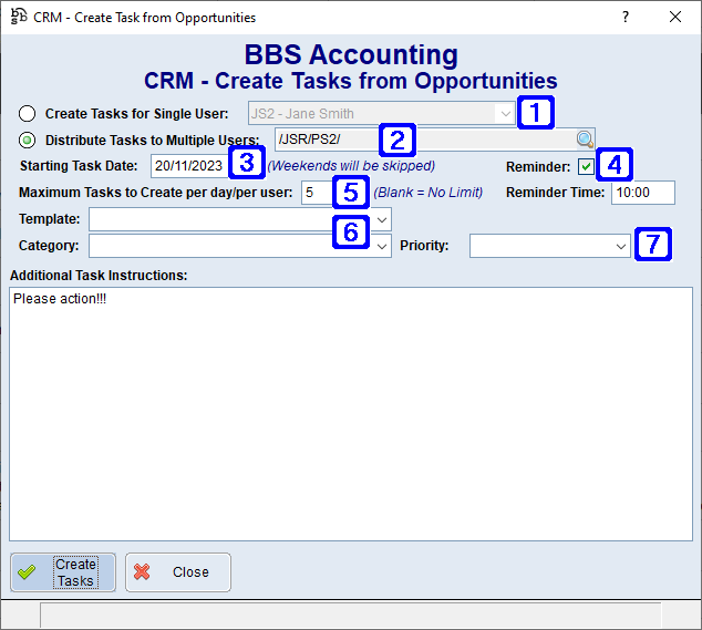 CRM - Create Tasks from Opportunities Screen