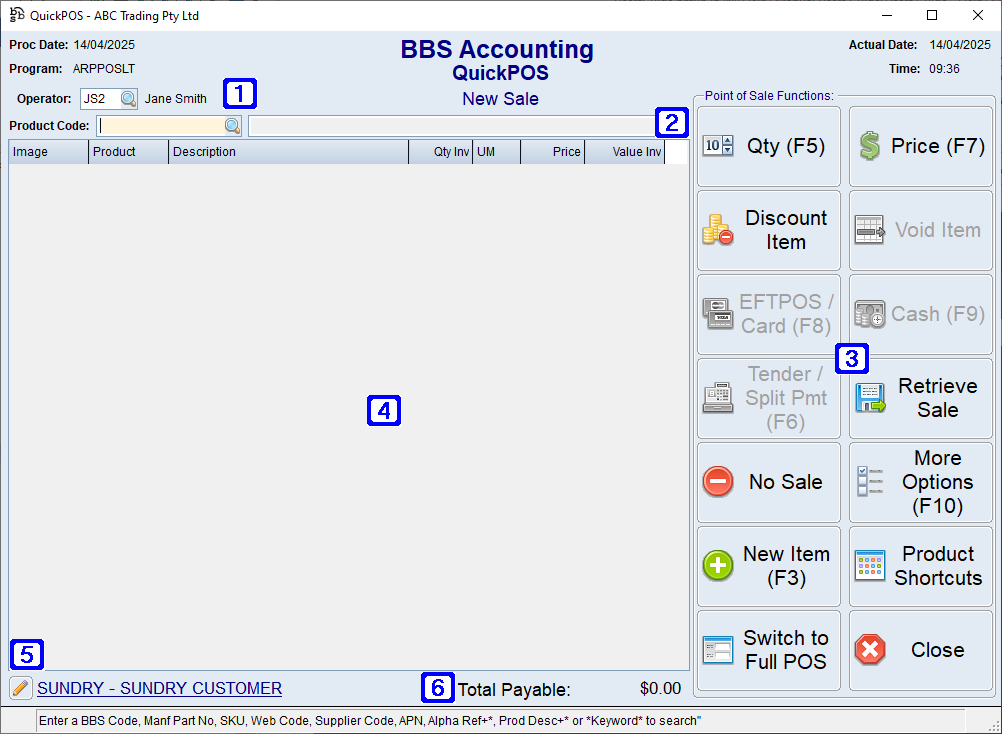 QuickPOS Screen