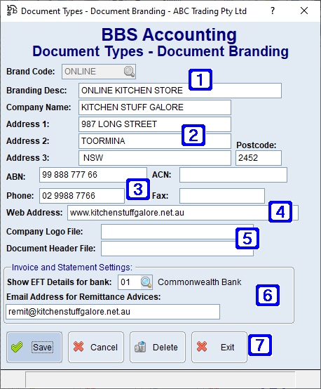 Document Types - Document Branding Screen