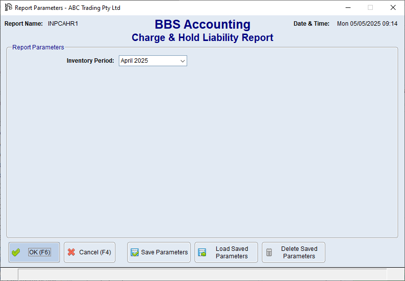 Charge & Hold Liability Report Screen Charge & Hold Liability Report Screen
