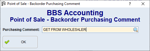 POS BAckorder purchasong comment