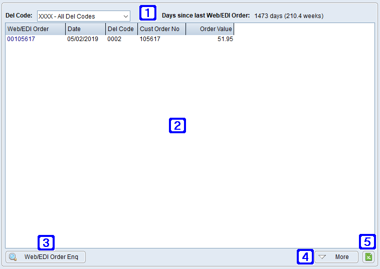 Web/EDI Order History Tab Screen