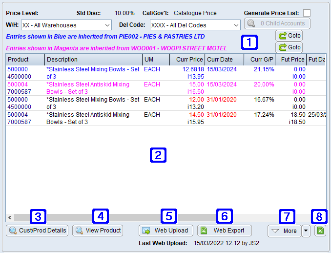 Customer/Contract Pricing Tab Screen