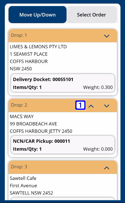 delivery run manual reorder mode 3