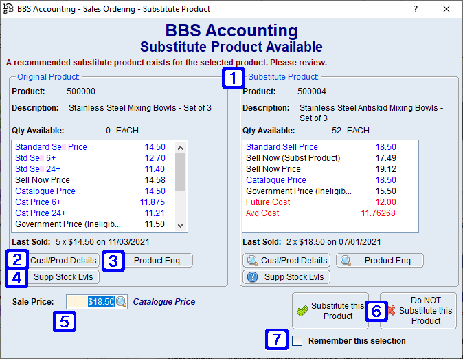 Substitute Product Request Example