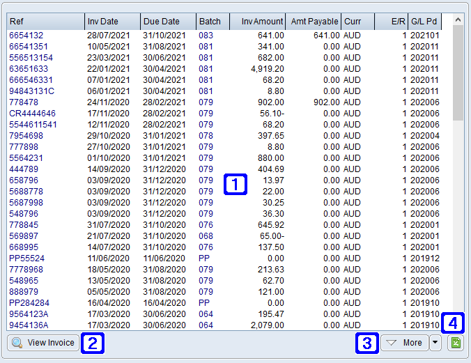 Invoices Tab Screen