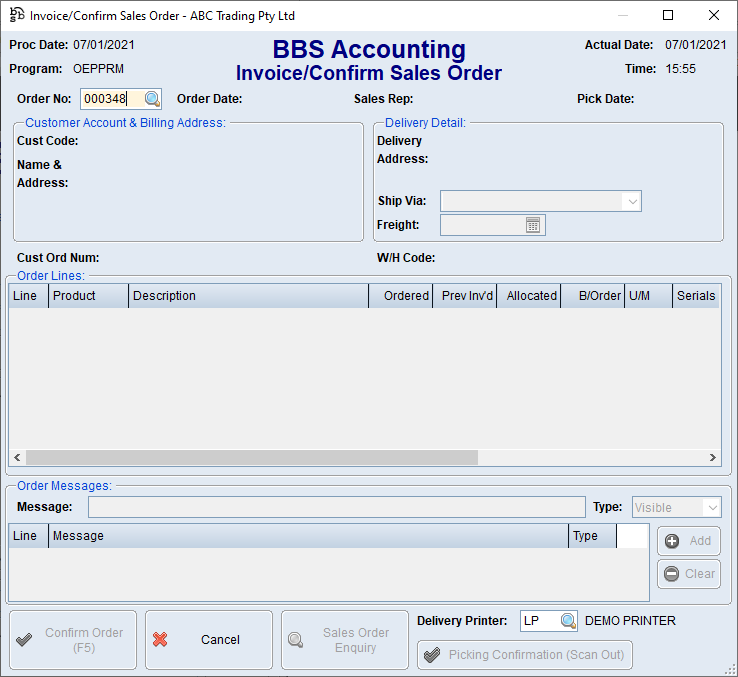 Manually Invoice a Sales Order 2