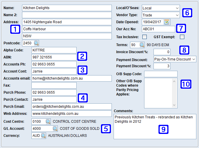 General Information Tab Screen