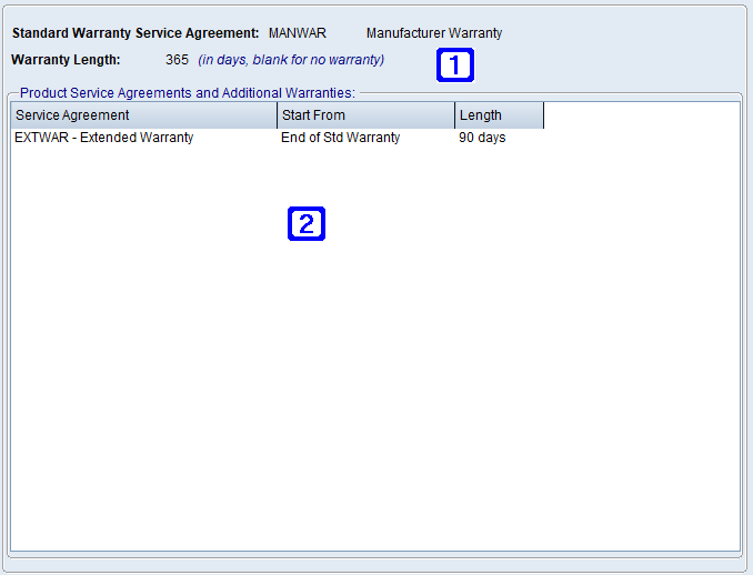 Warranty & Service Tab Screen