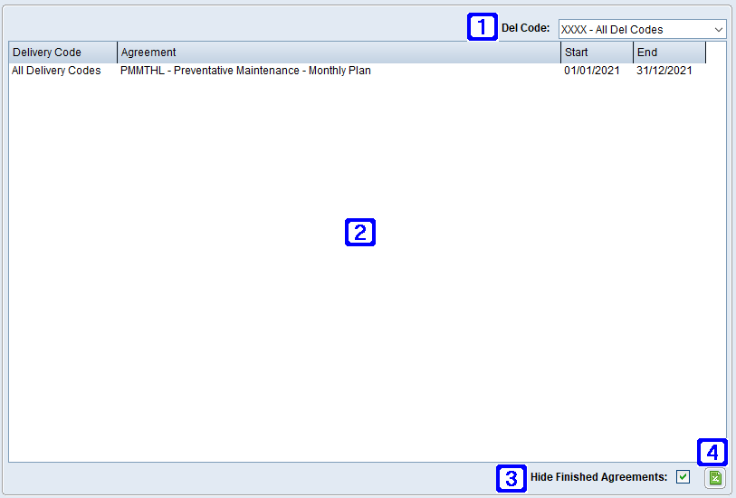 Service Agreements Tab Screen