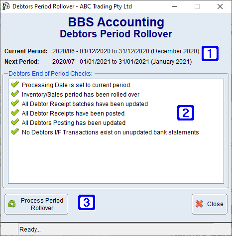 Debtors Period Rollover Screen