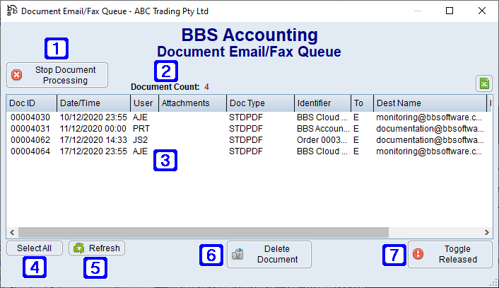 Document Processing Queue Screen