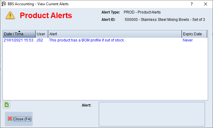 Example of a Product Alert