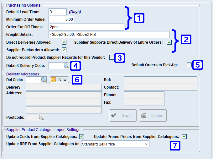 Purchasing/Shipping Details Tab Screen