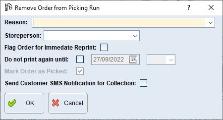 Remove order from picking run 2