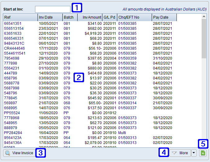 Paid Invoices Tab Screen