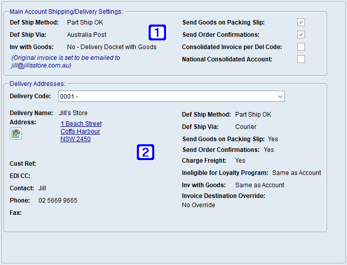 Shipping/Delivery Tab Screen