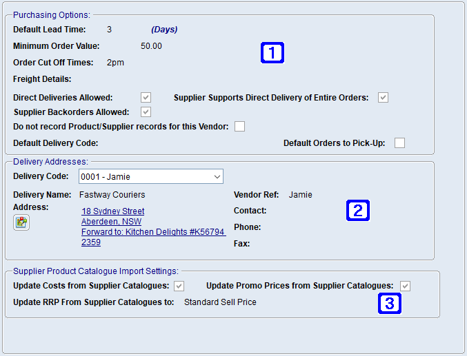 Purchasing/Shipping Details Tab Screen