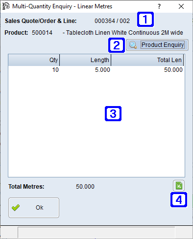 Multi-Quantity Enquiry - Linear Metres Screen