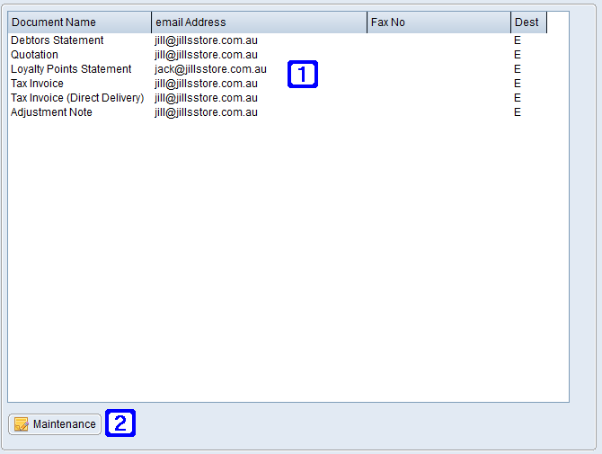 Document Destinations Tab Screen