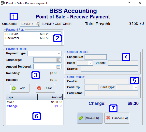 Point of Sale - Receive Payment Screen