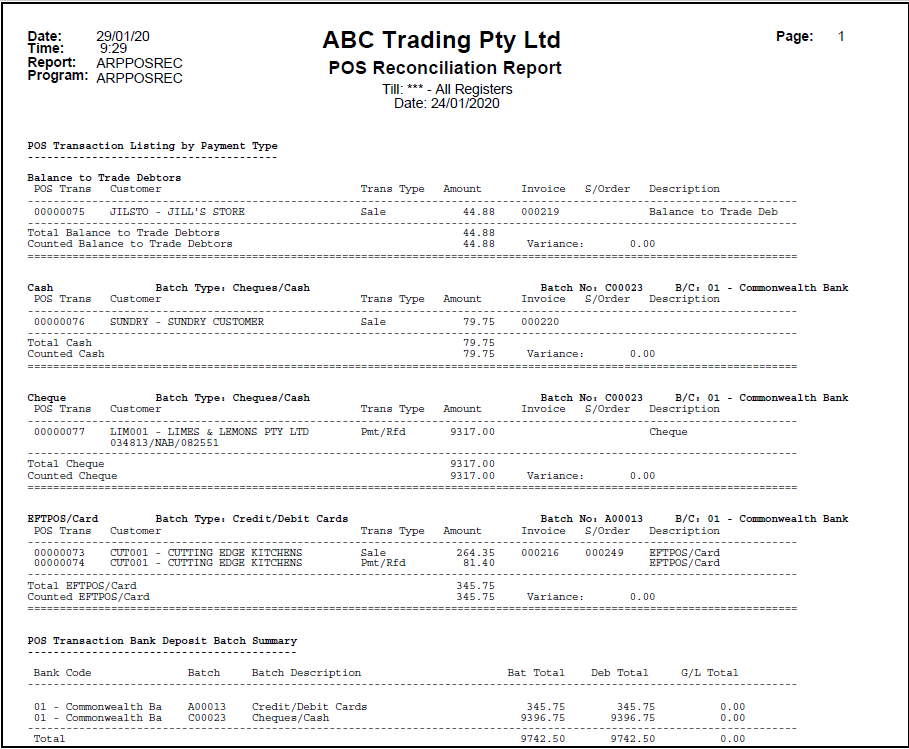 POS Reconciliation Report Example